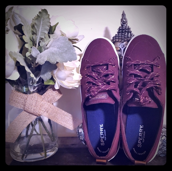 Sperry Shoes - Sperry top sider burgundy wine colored memory foam